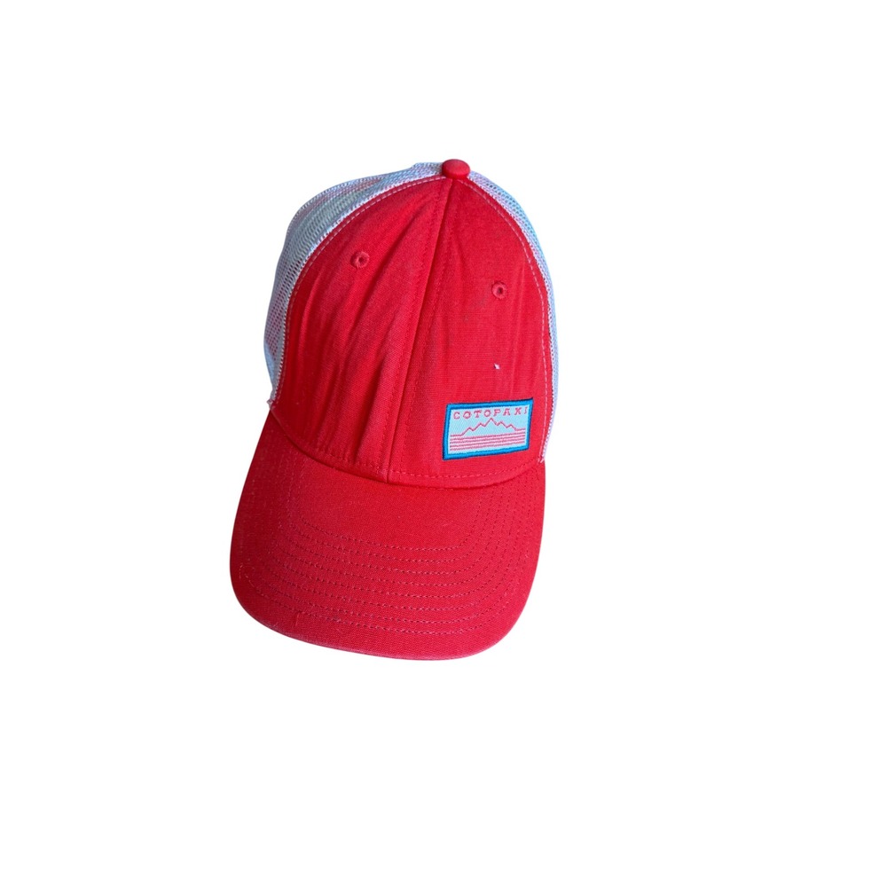 Cotopaxi Red White Mesh Trucker Hat Adjustable Snapback Mountain Patch Cap